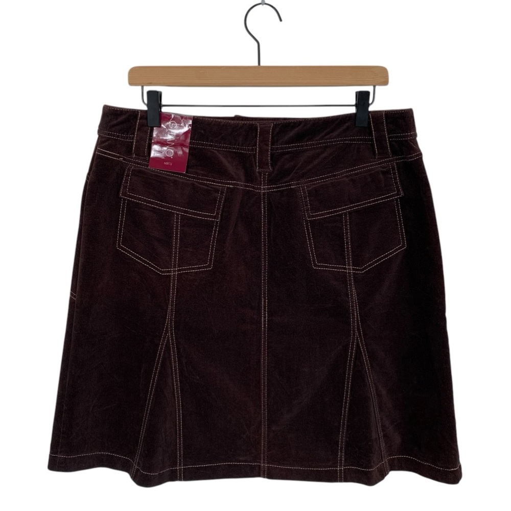 Vintage Gitano Brown Velvet A-Line Midi Skirt - Picture 2 of 5